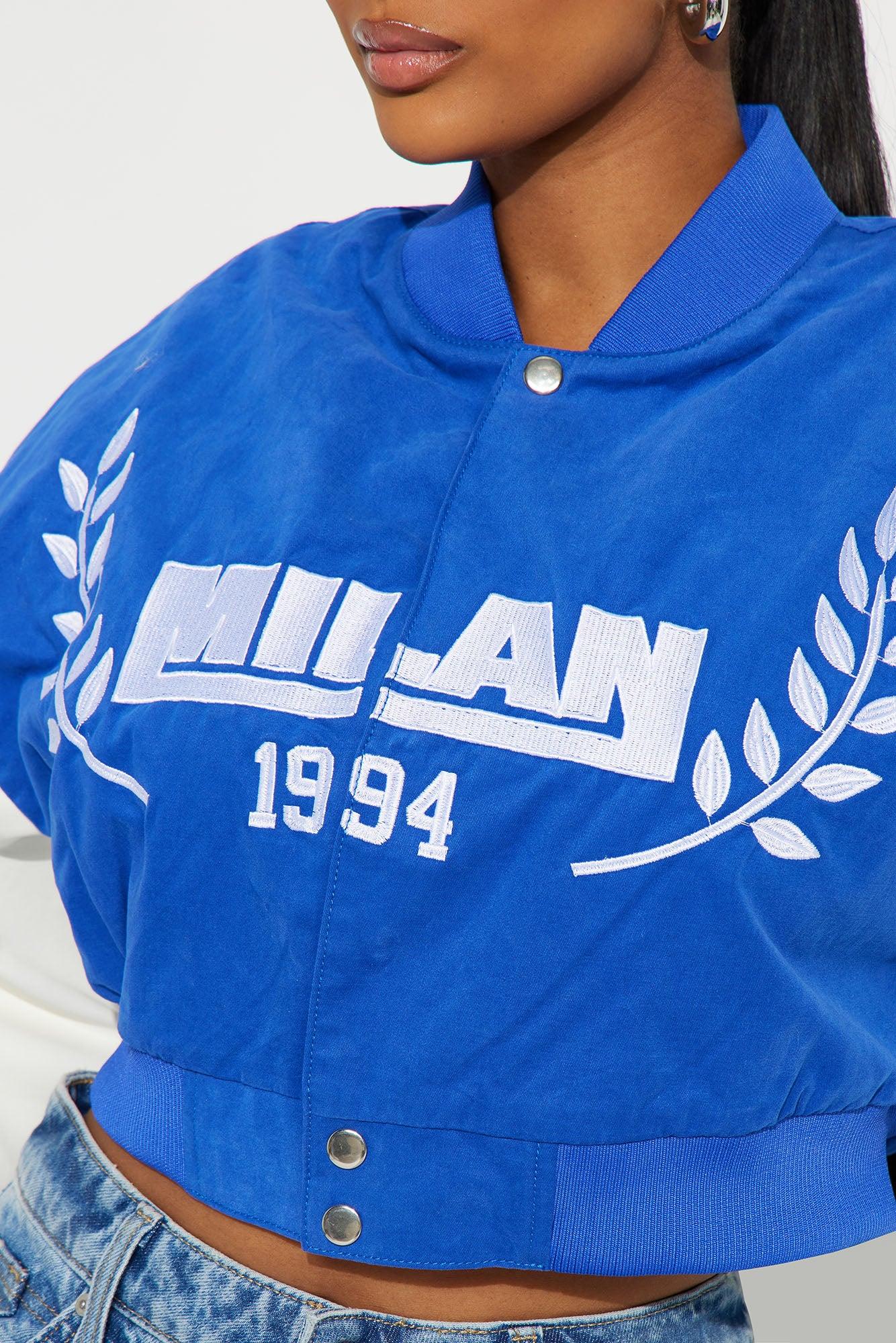 Milan Heritage Faux Leather & Cotton Jacket - Blue/combo Product Image