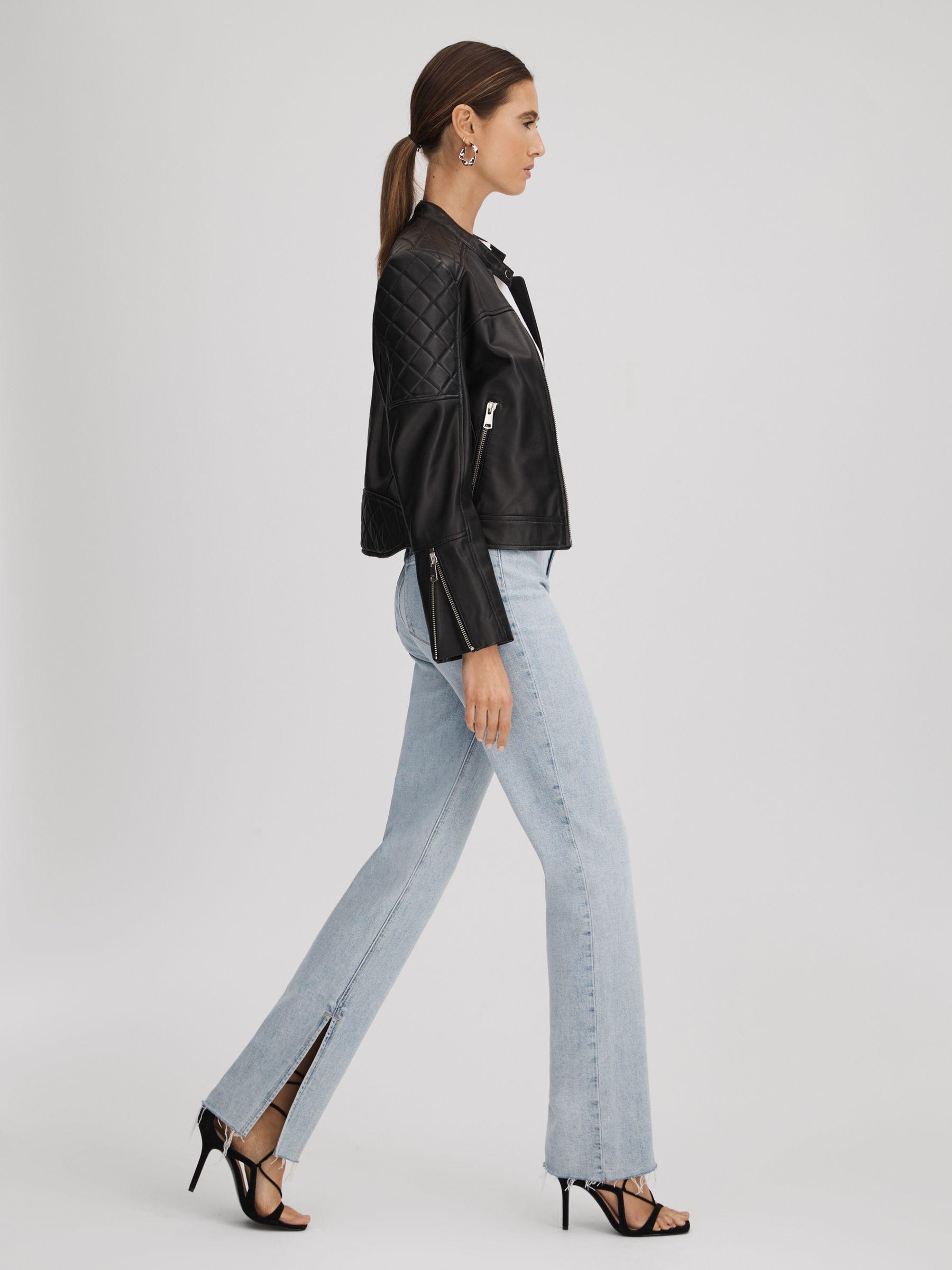 Paige Straight Leg Split Hem Jeans in Gianna Blue Product Image