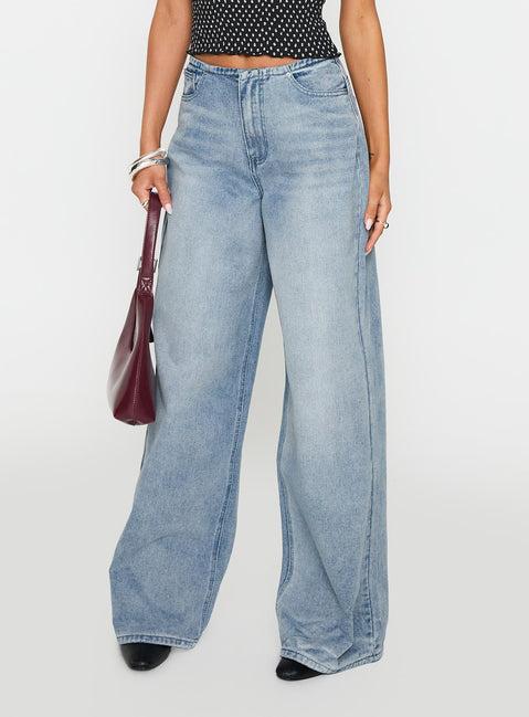 Bowe Low Rise Wide Leg Jeans Blue Product Image