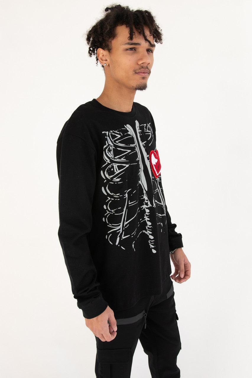 Heart Applique Ribcage Long Sleeve Tee Product Image