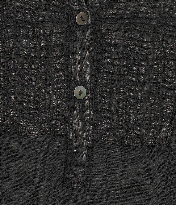 Westbound Knit 3/4 Sleeve Solid Henley Neck Top Product Image