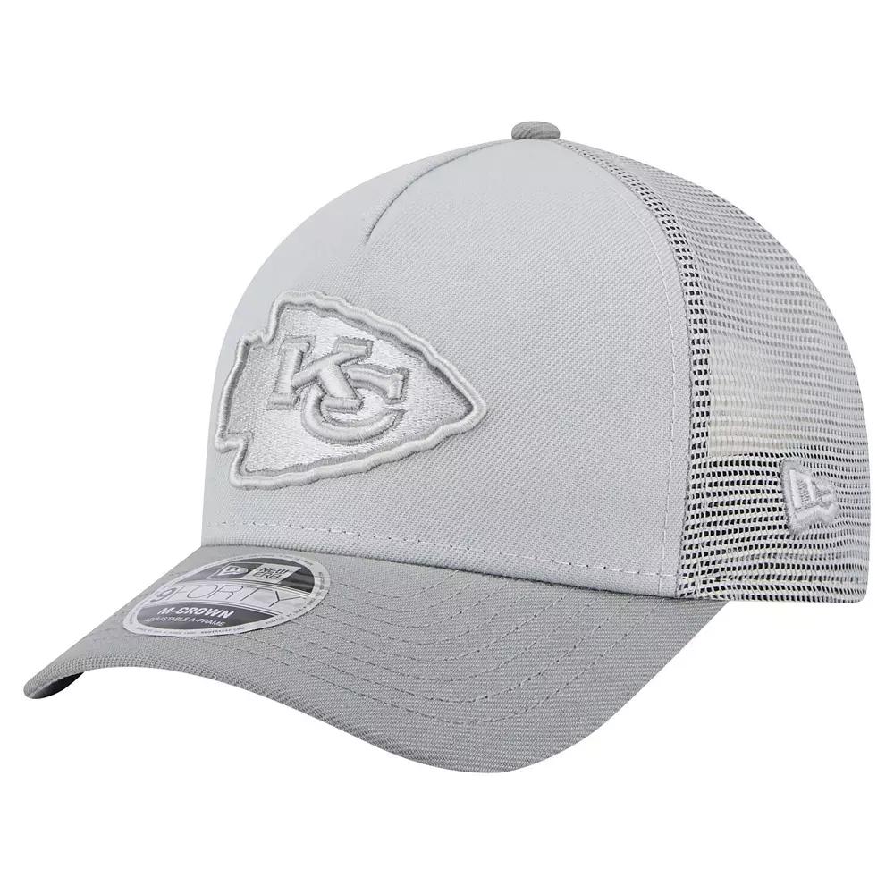 Men's New Era Gray Kansas City Chiefs Domain 9FORTY A-Frame Trucker Adjustable Hat, Grey Product Image