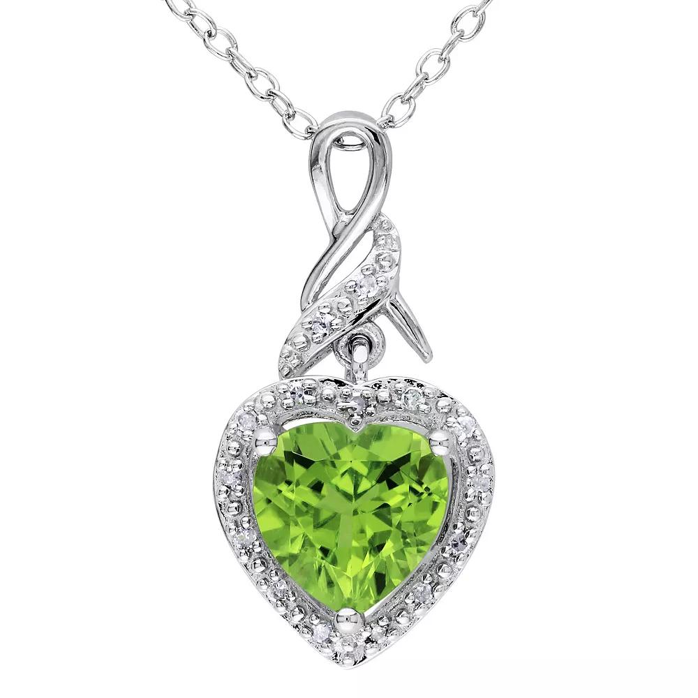 Stella Grace Sterling Silver Peridot & Diamond Accent Heart Twist Pendant Necklace, Women's,  Product Image