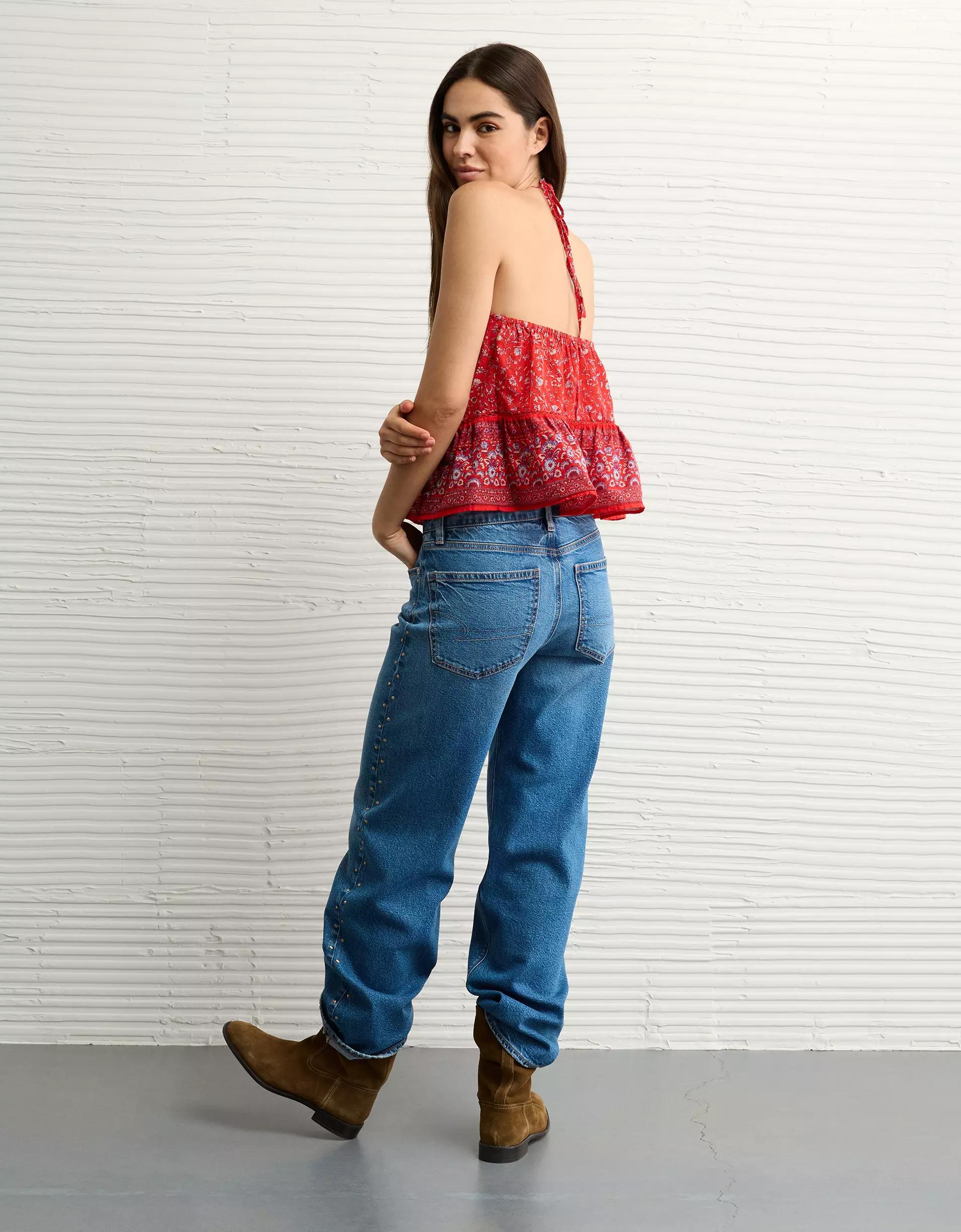 AE Y-Neck Lacy Halter Top Product Image