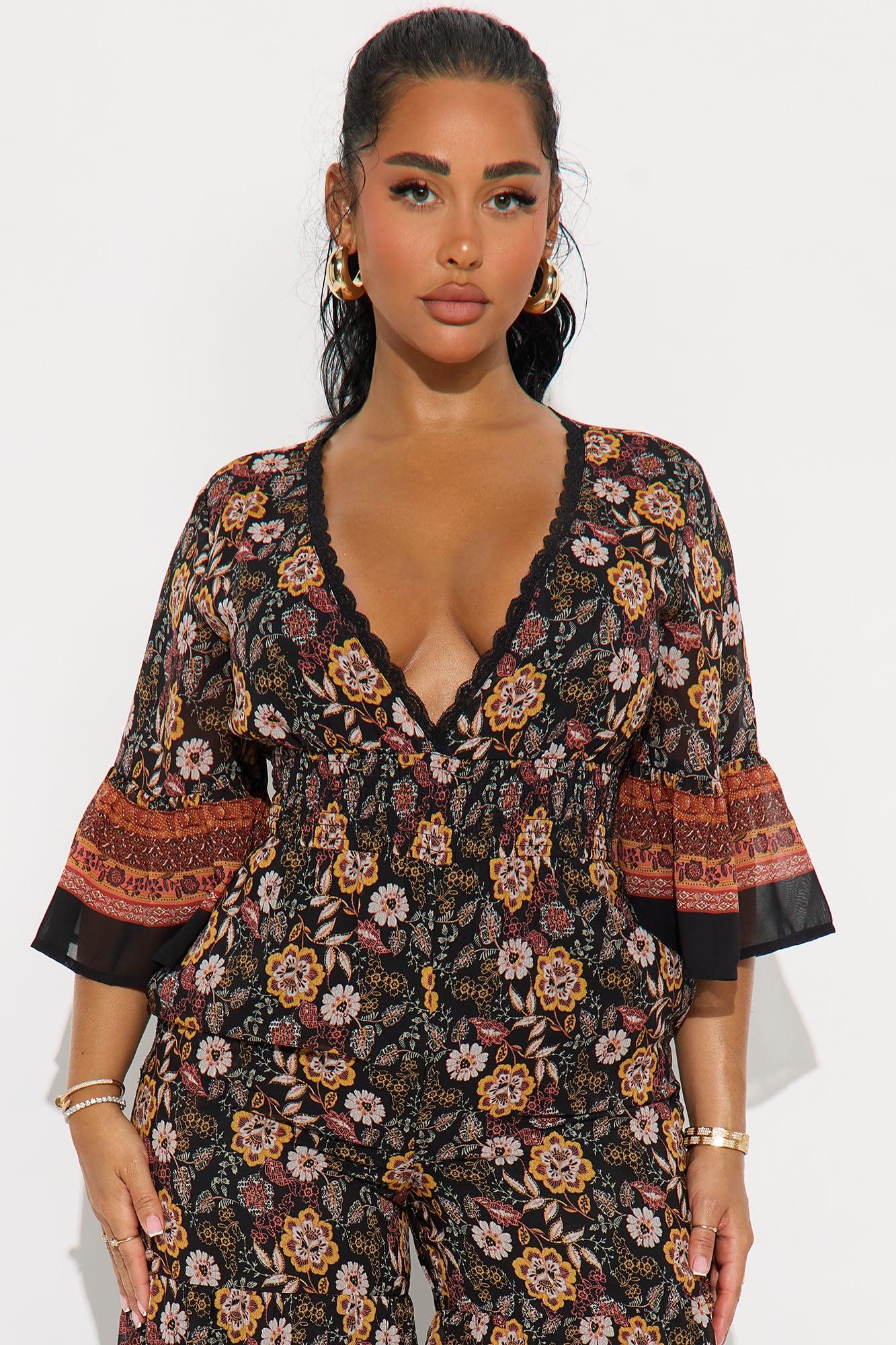 Vivid Vibes Chiffon Jumpsuit - Black/combo Female Product Image