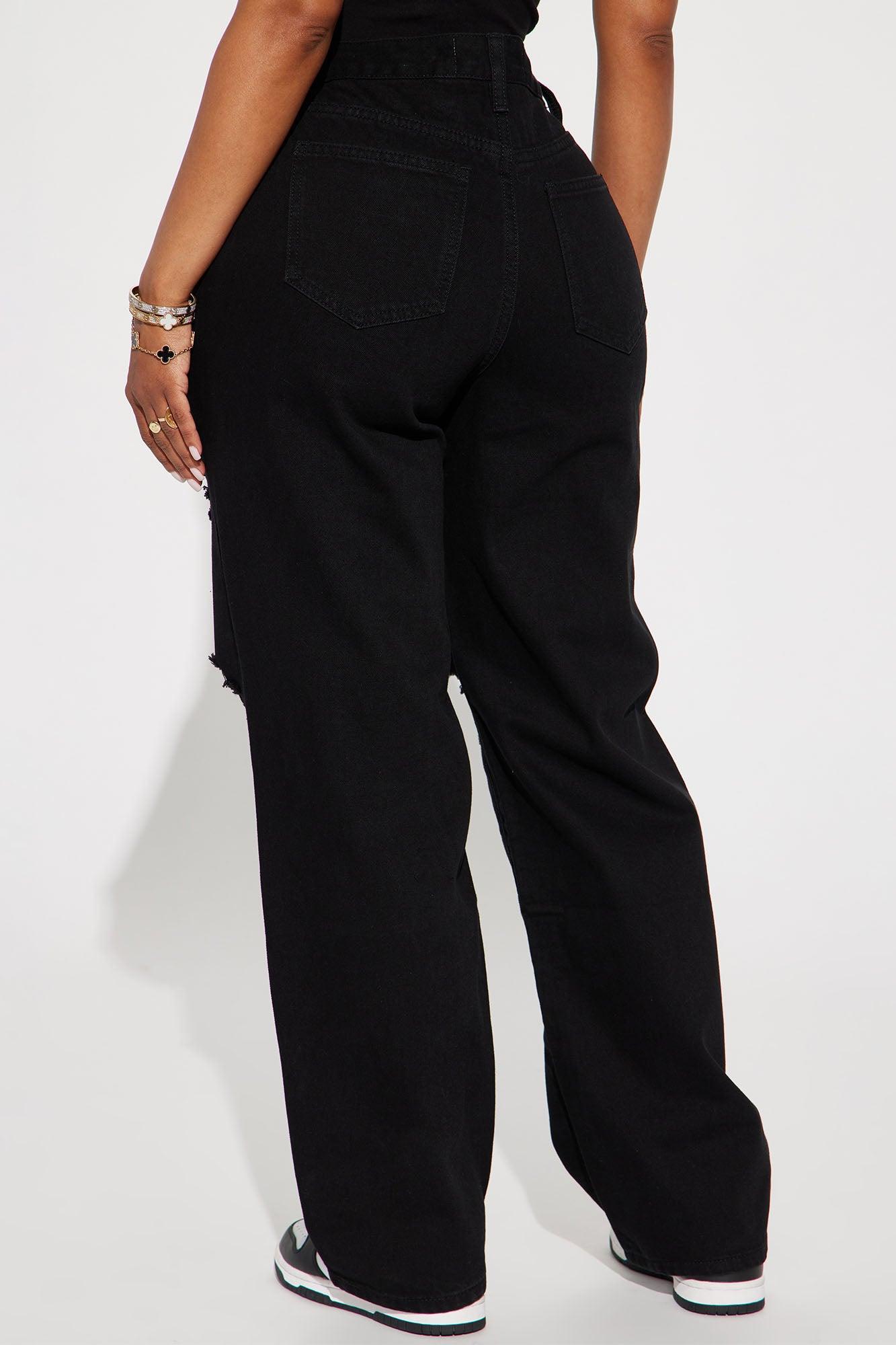 Whatever You Say Ripped Wide Leg Jean - Black Product Image