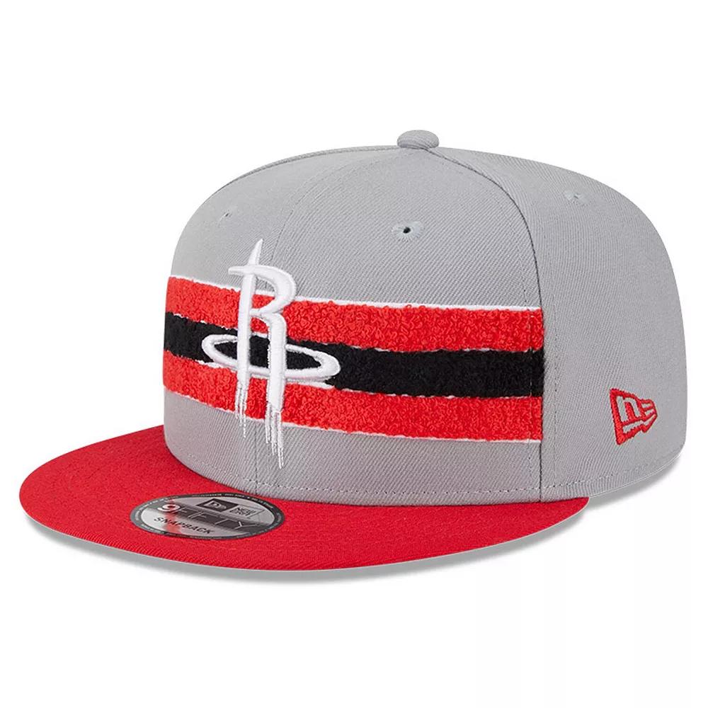 Men's New Era Gray Houston Rockets Chenille Band 9FIFTY Snapback Hat, Grey Product Image