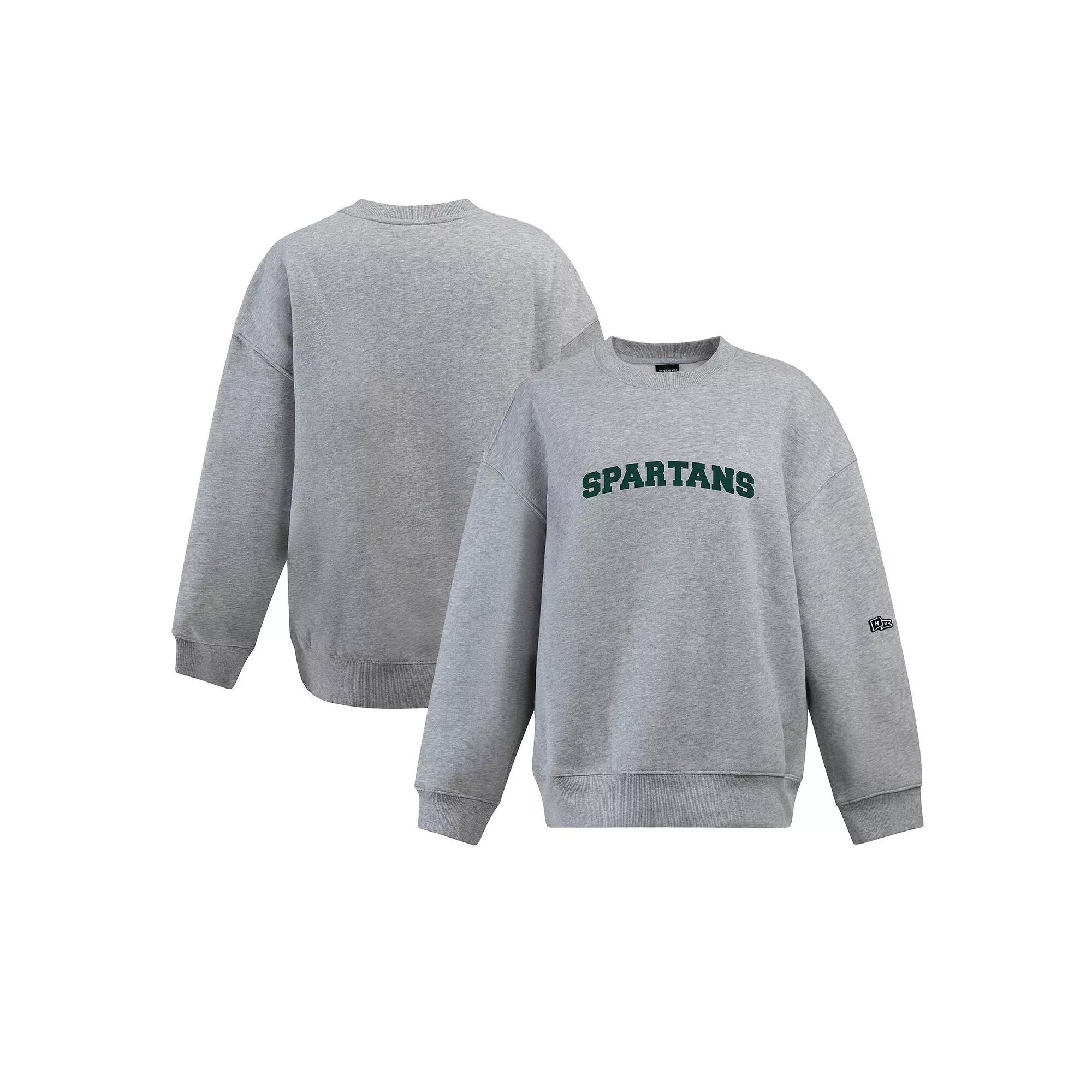 Women's Hype and Vice Heather Gray Michigan State Spartans Offside Pullover Sweatshirt, Size: Medium, Grey Product Image