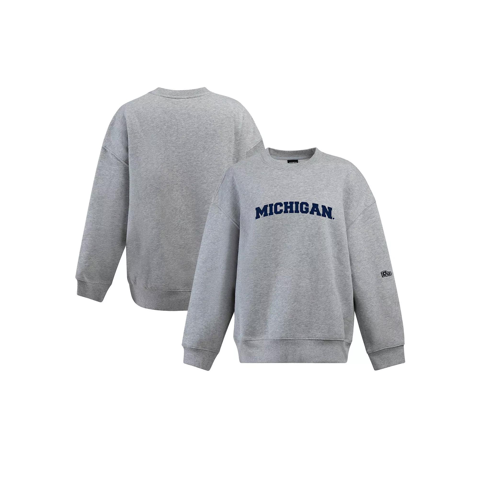 Women's Hype and Vice Heather Gray Michigan Wolverines Offside Pullover Sweatshirt, Size: Small, Grey Product Image