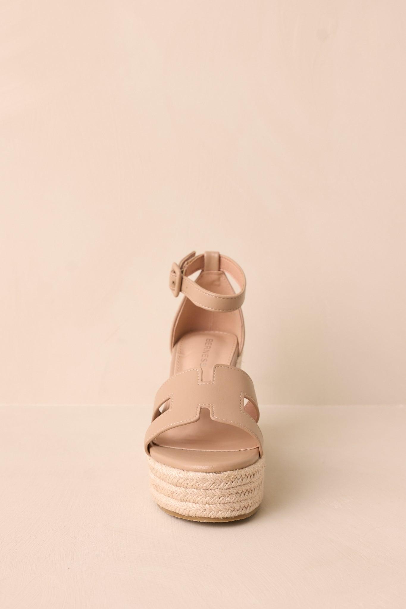 Beachside Dreaming Beige Platform Wedges Product Image