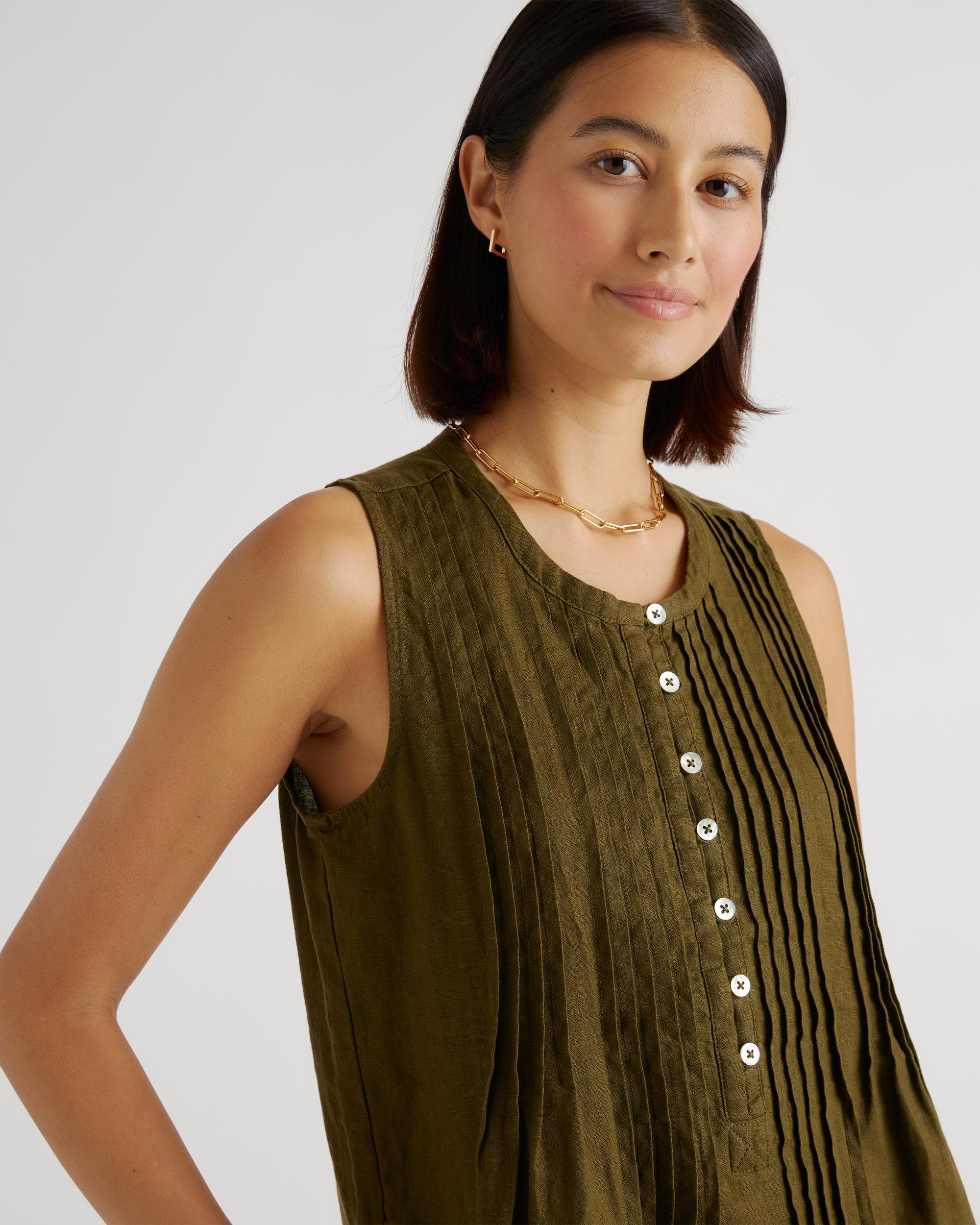 Quince | Women's 100% European Linen Sleeveless Swing Dress Size XL Product Image