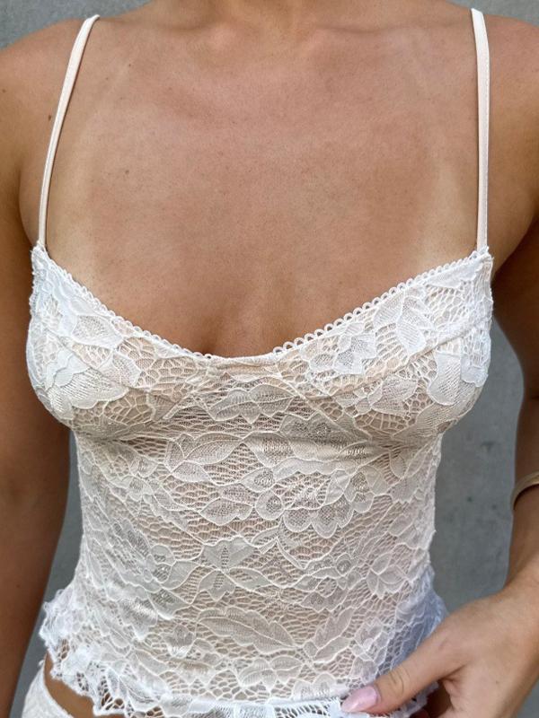 V-Neck Lace Camisole Two Piece Product Image