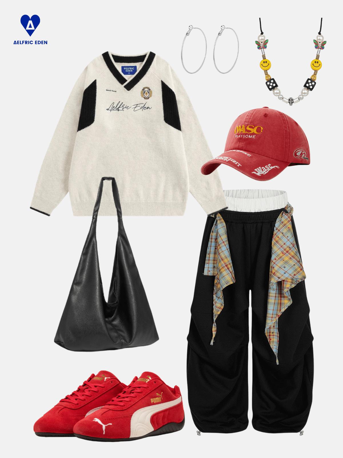 Aelfric Eden Patchwork V-Neck Sweater Product Image