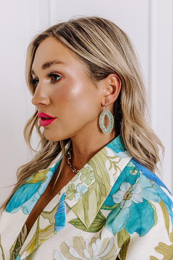 Show Stopper Beaded Earrings in Mint Product Image