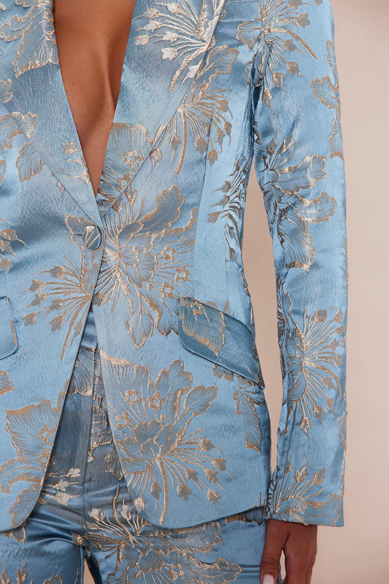 Annika Satin Suit Set - Blue Product Image