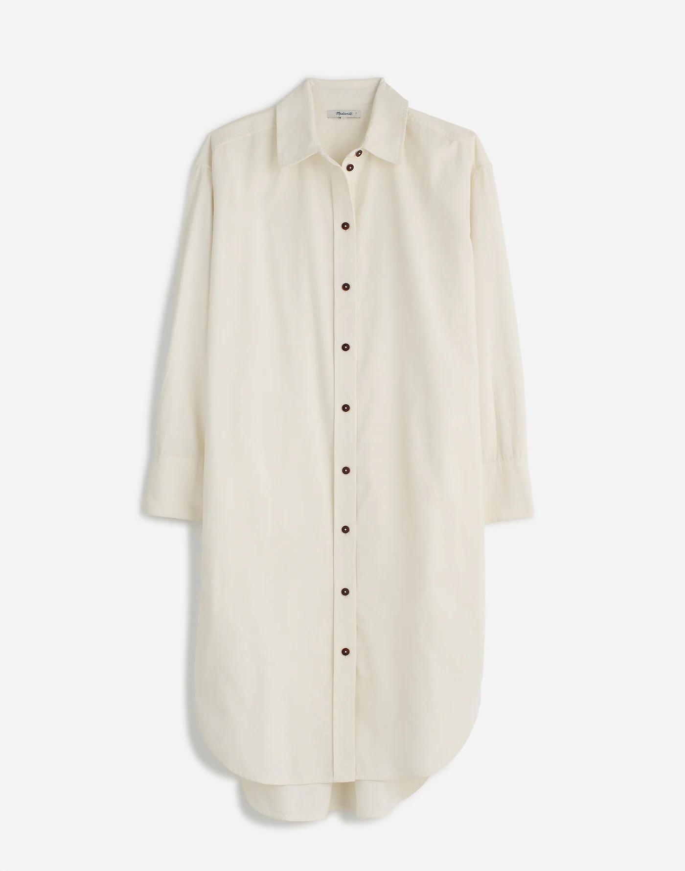 Corduroy Long-Sleeve Midi Shirtdress Product Image