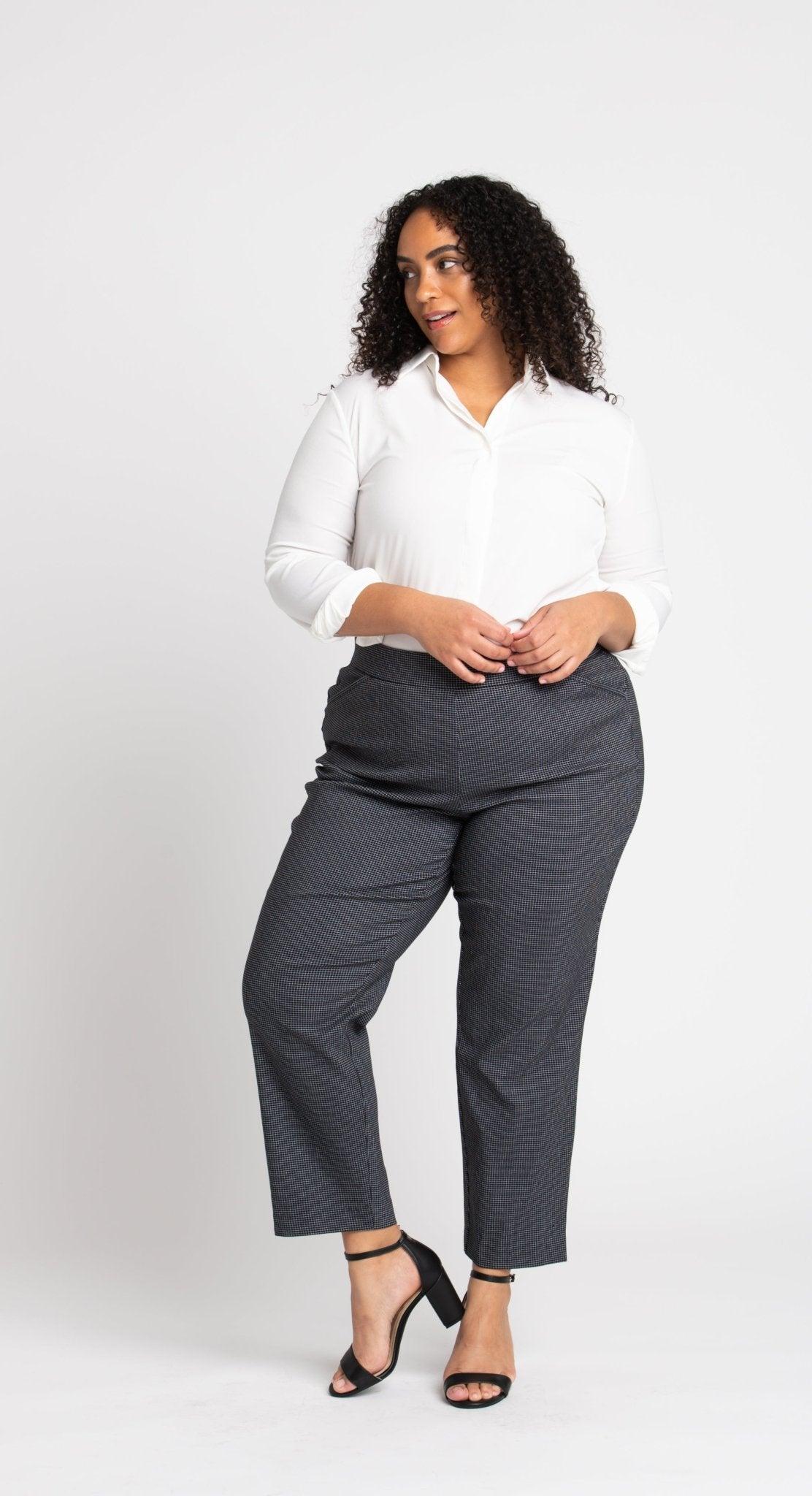 Roz & Ali™ Superstretch Black Grid Pull On Ankle Pants - Plus Product Image
