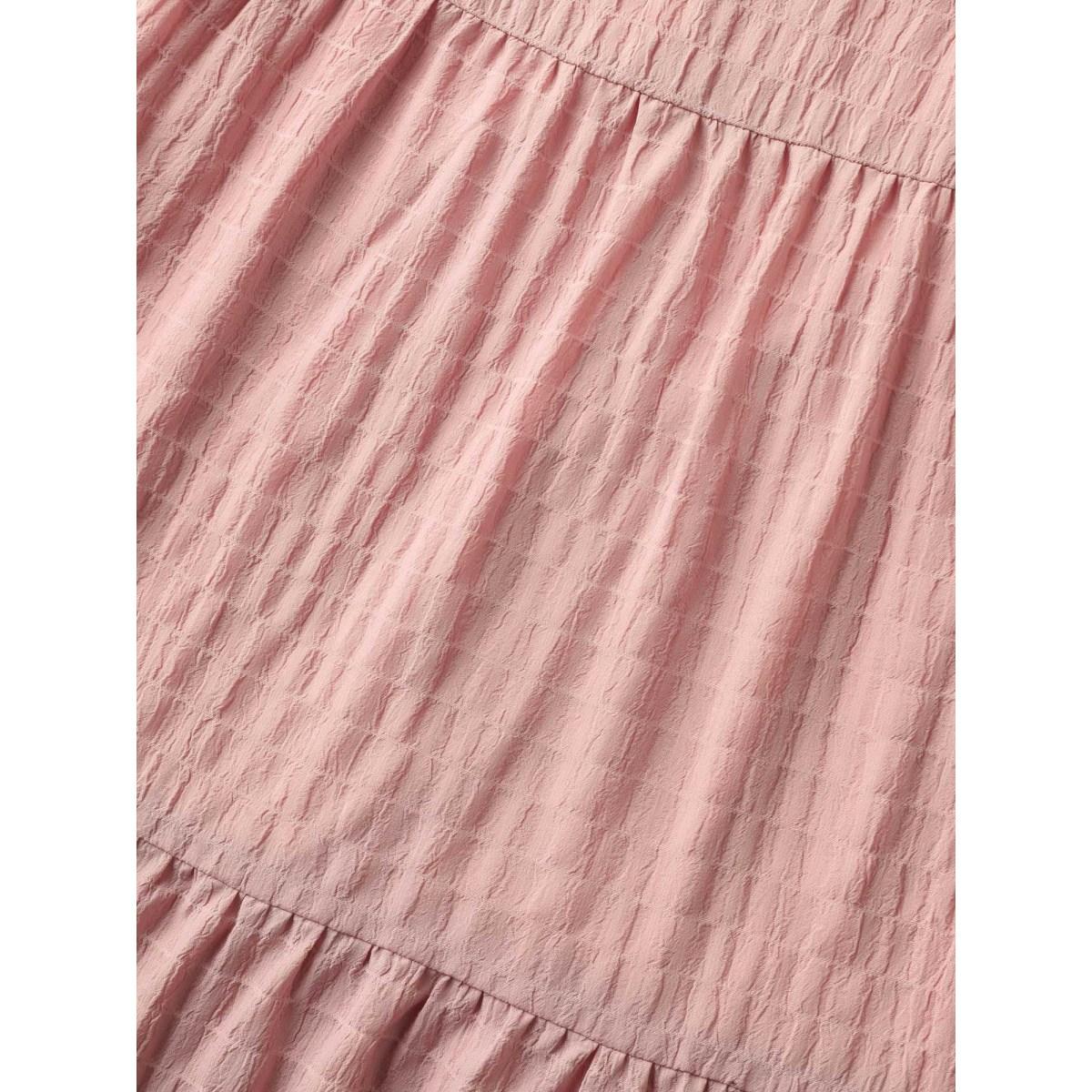 Plus Size Textured A-Line Split Neck Tiered Midi Dress Dirtypink Women Flat collar with V-notch Cap Sleeve Curvy BloomChic 26/4X Product Image