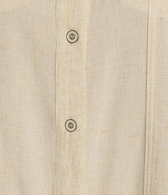 Multiples Plus Size Textured Slub Woven Point Collar Short Sleeve Ruffle Detail Fitted Button-Front Jean Jacket Product Image