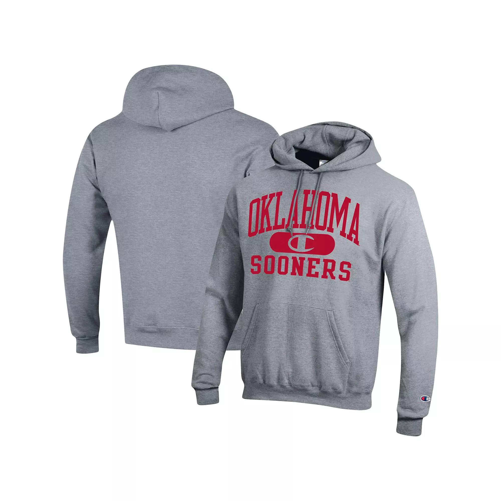 Men's Champion Heather Gray Oklahoma Sooners Arch Pill Pullover Hoodie,  Product Image
