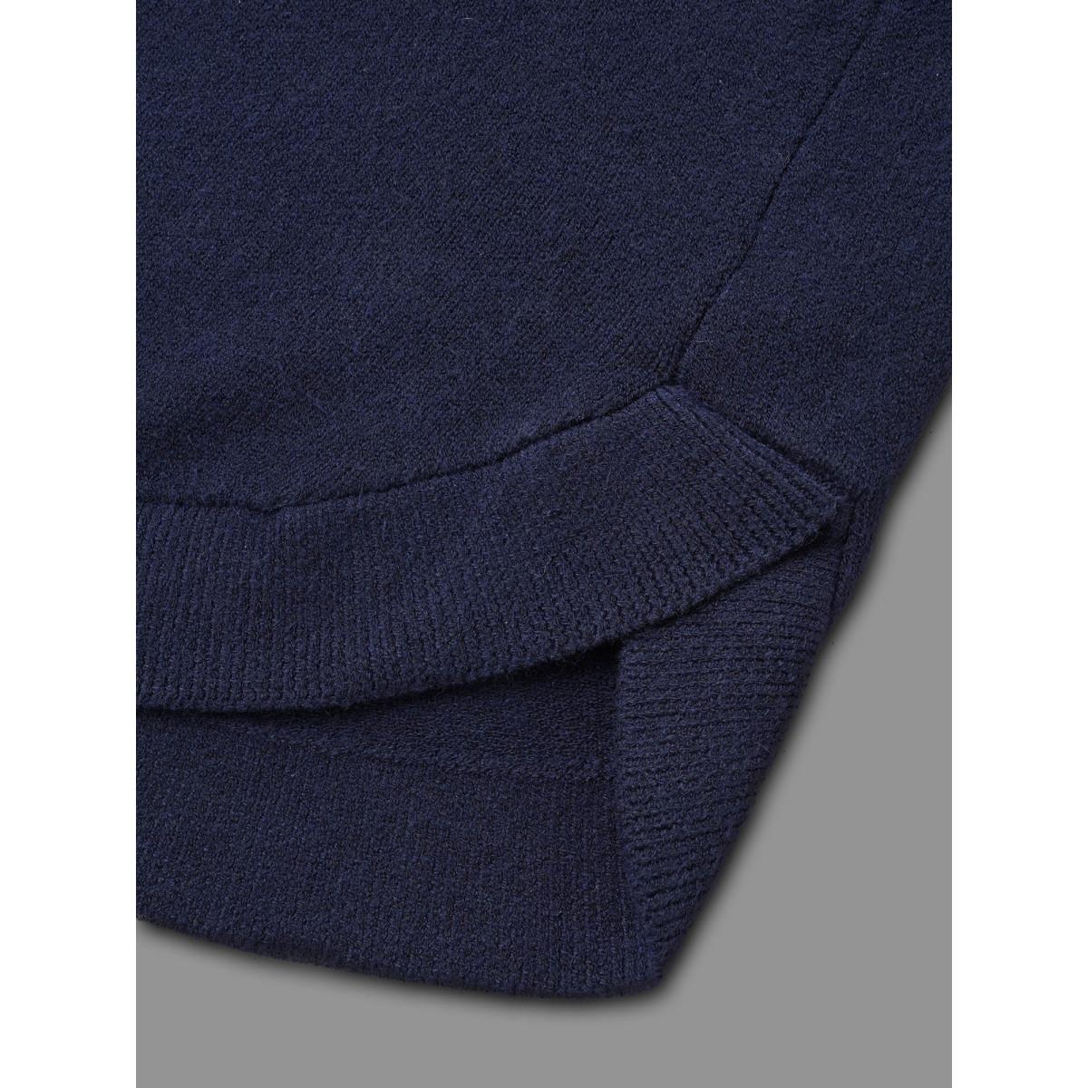 Plus Size Supersoft Heart Pattern Cardigan Indigo Women Casual Loose Long Sleeve Round Neck Everyday Pullovers BloomChic 26/4X Product Image