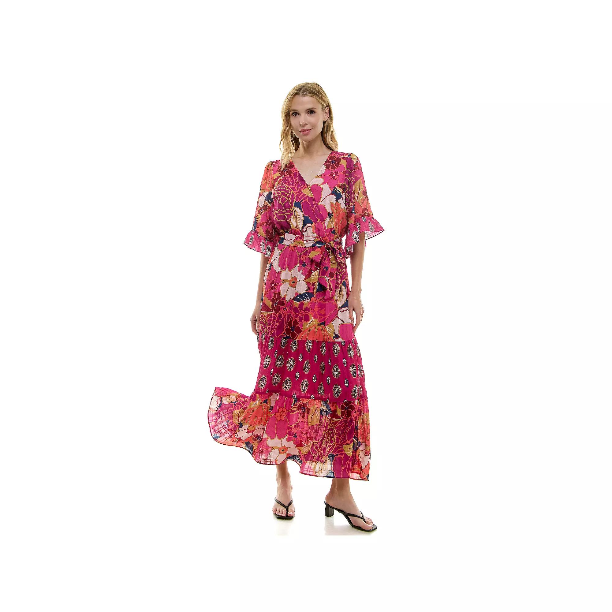 Women's Figueroa & Flower Flutter Sleeve Tiered Maxi Dress,  Product Image