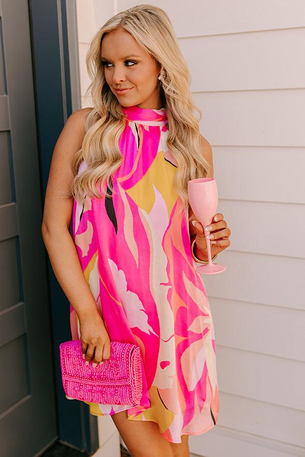 Cocktails After Chit Chat Mini Dress in Hot Pink Product Image