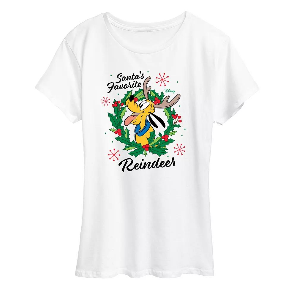 Disney's Pluto Women's "Santa's Favorite Reindeer" Christmas Graphic Tee, Girl's,  Product Image