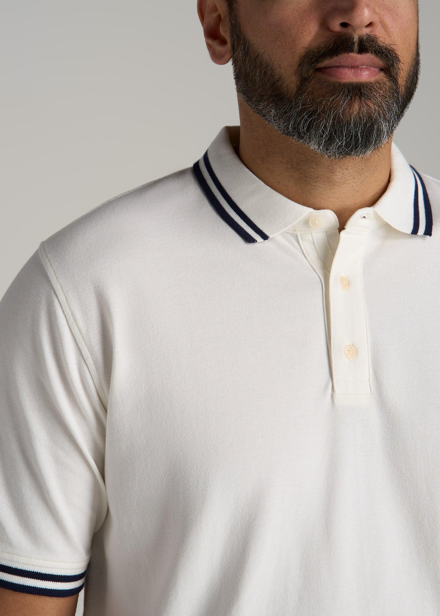 Contrast Tipped Polo Men's in Ecru Product Image