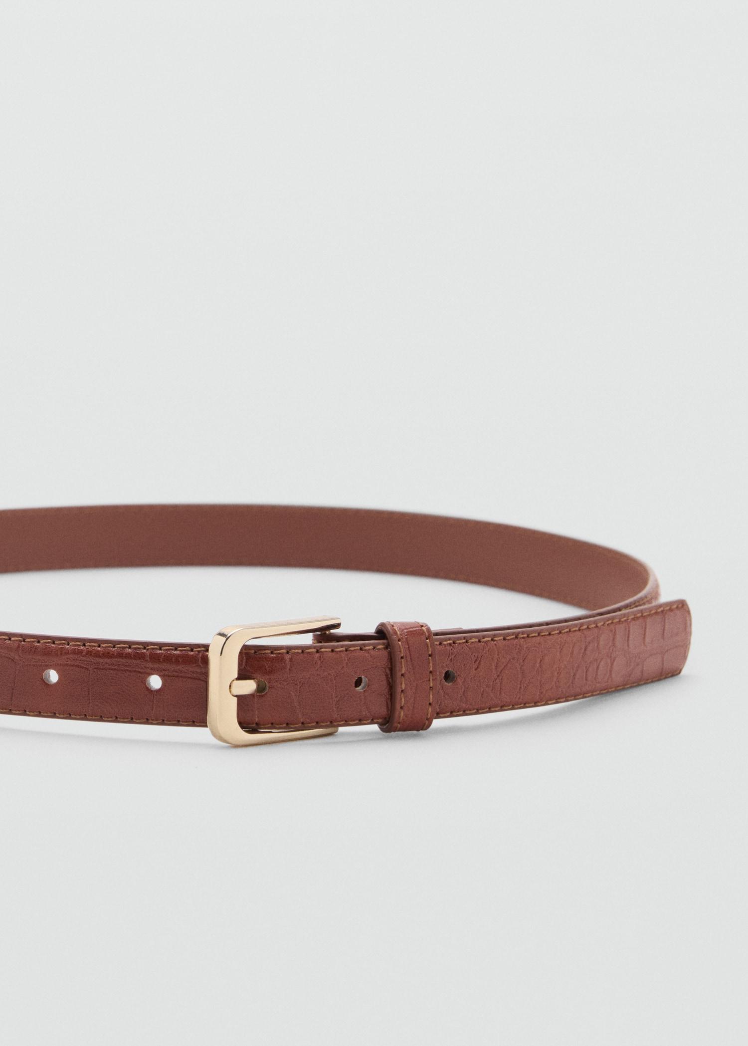 Fine croco leather-effect belt - Women | MANGO USA Product Image