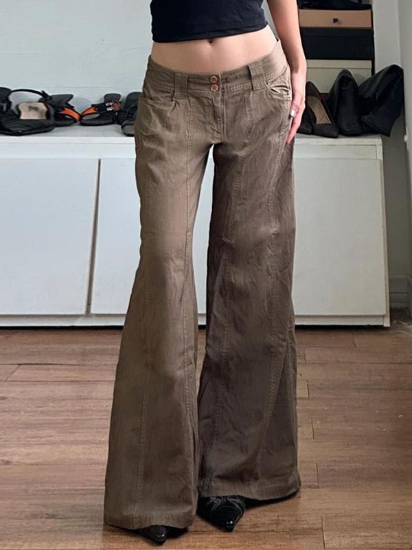 Vintage Low Waist Split Slimming Flare Jeans Product Image