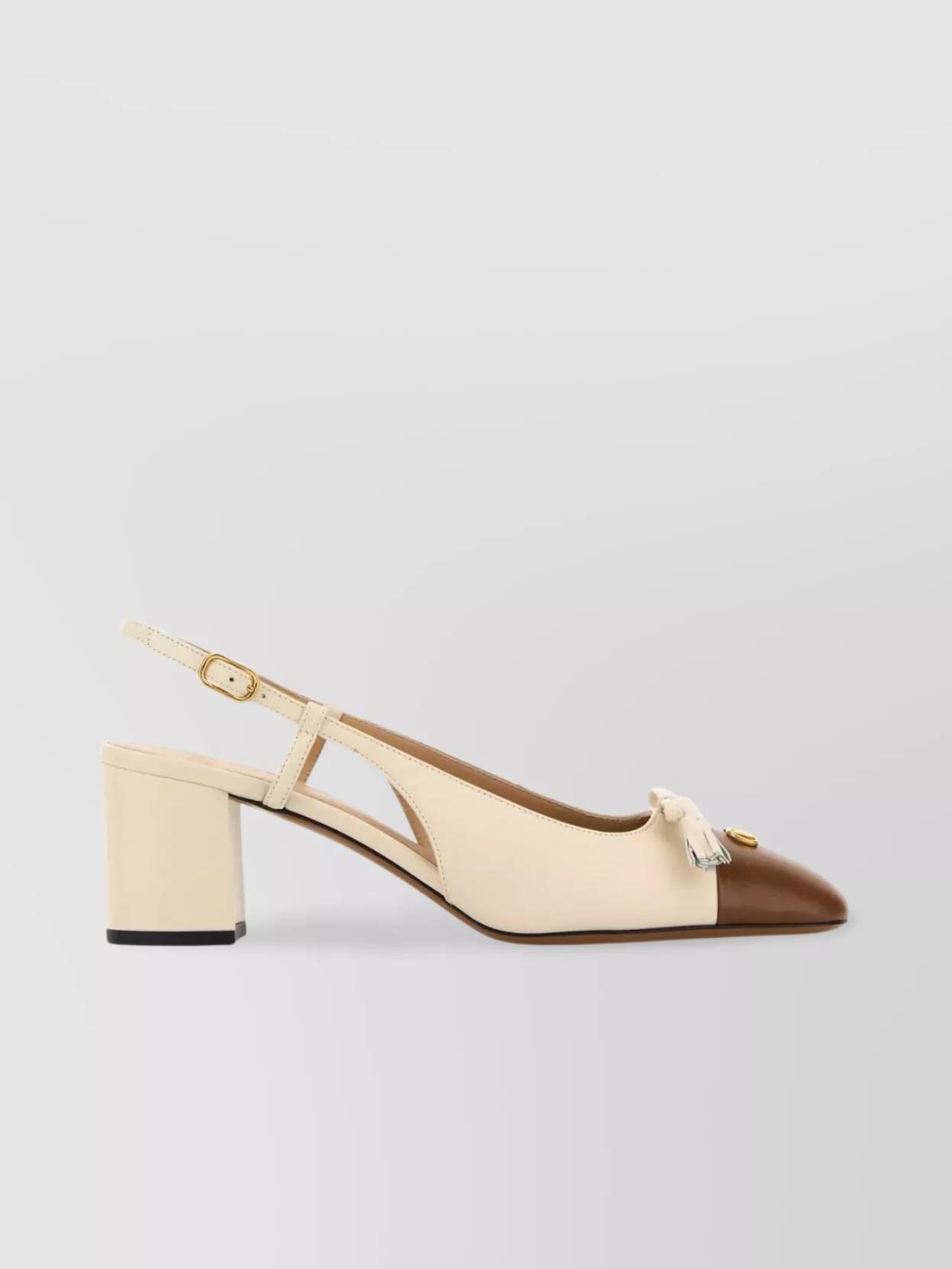 VALENTINO GARAVANI Leather Vlogo Signature Pumps With Slingback Strap In Neutral Product Image