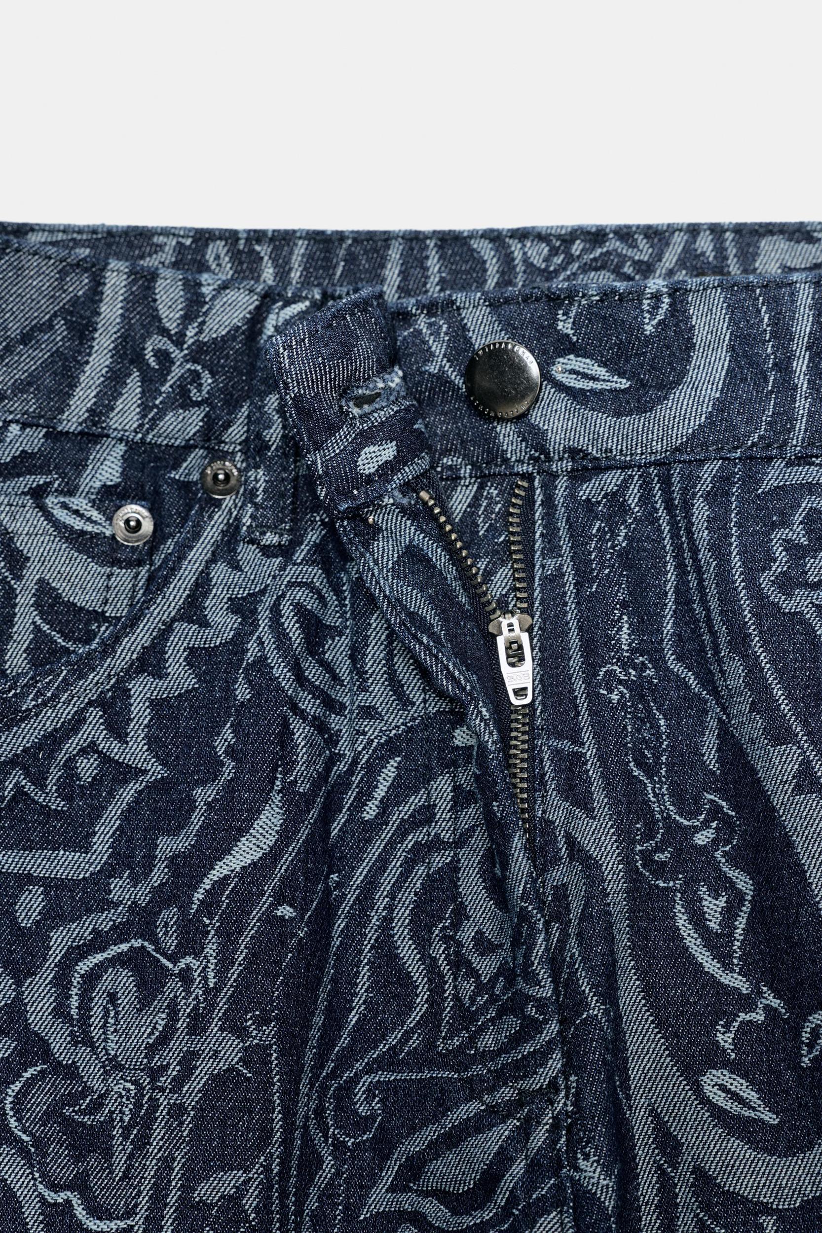 JACQUARD DENIM PANTS ZW COLLECTION Product Image