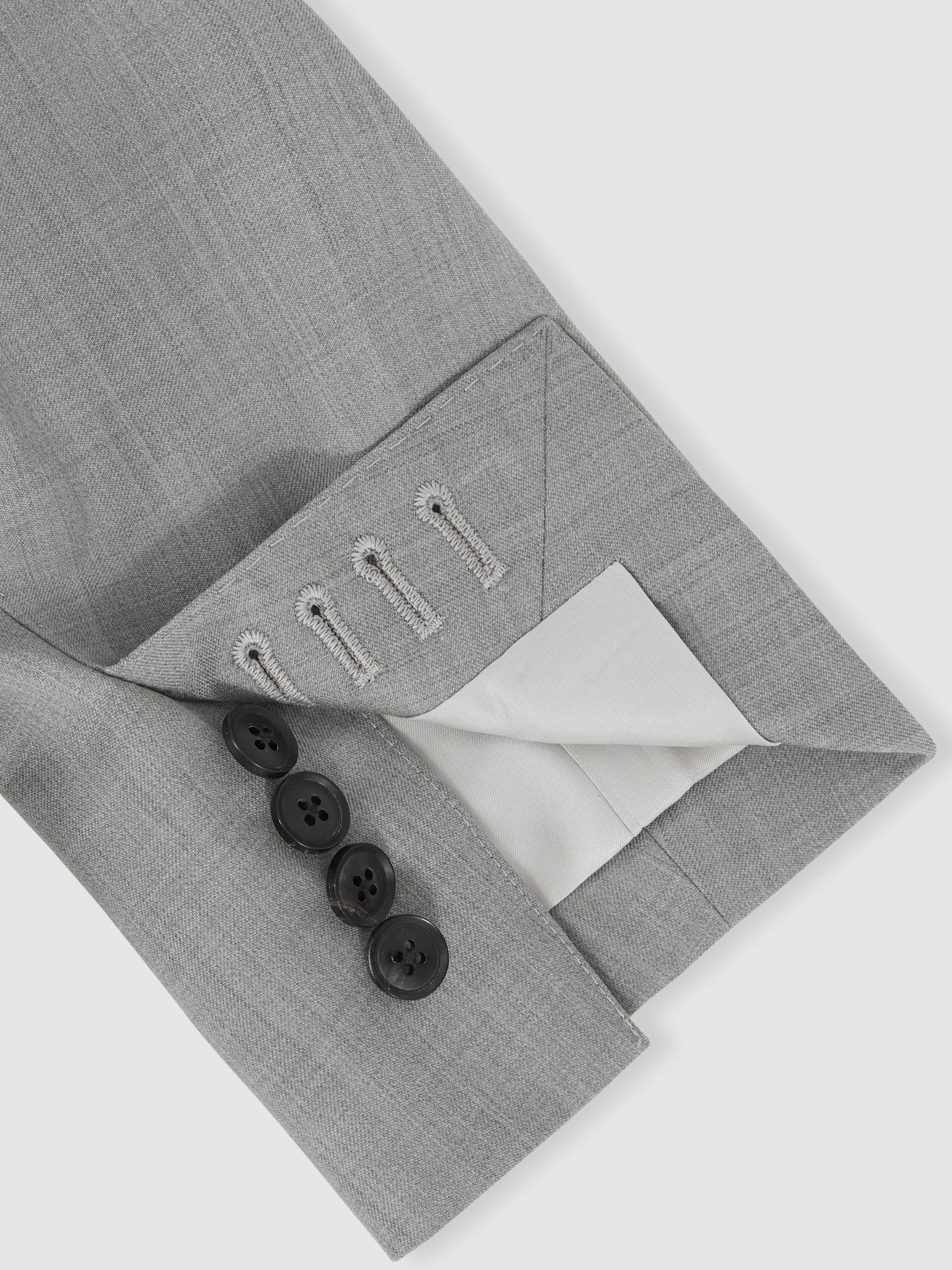 Slim-Fit Wool Single Breasted Suit Blazer in Mid Grey Product Image