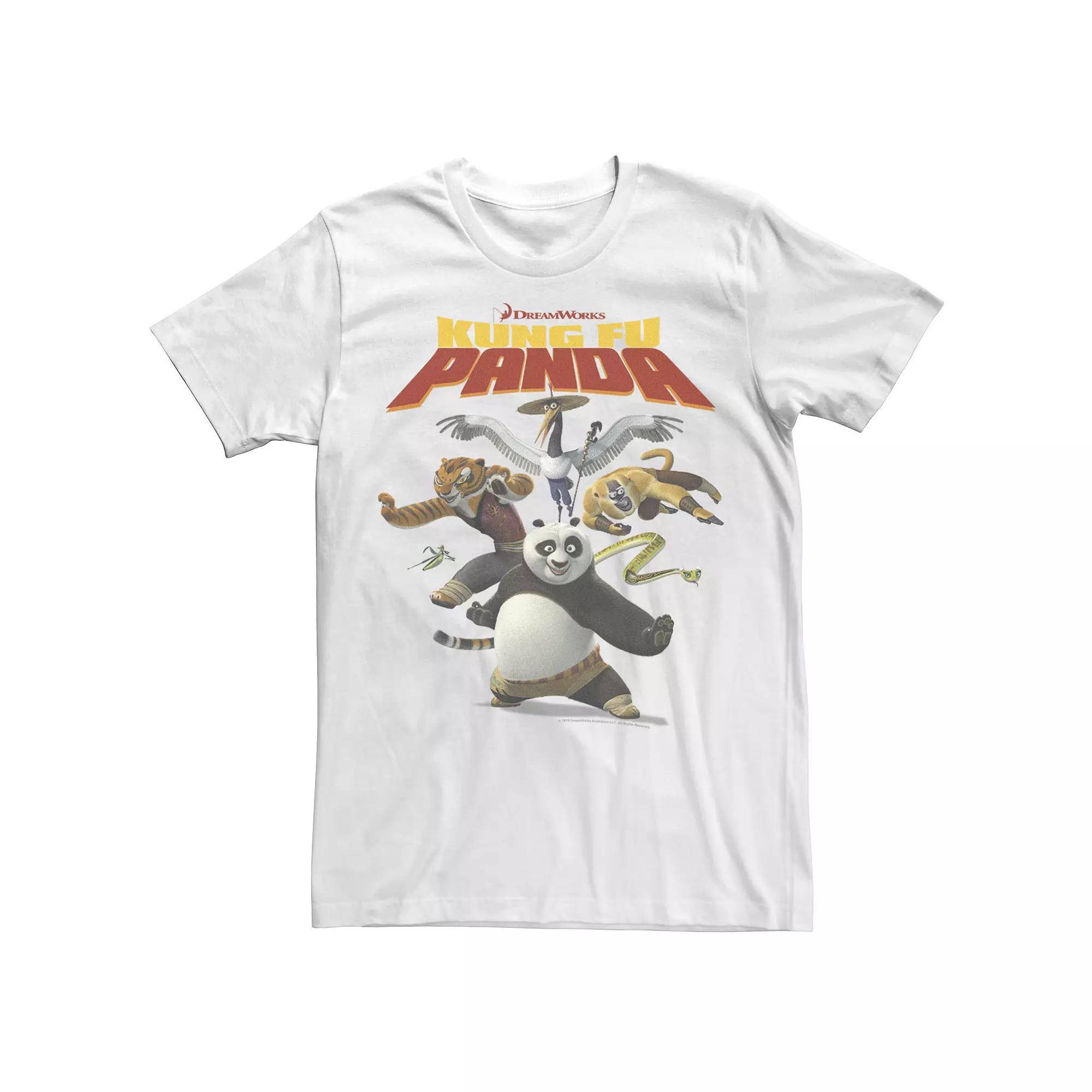 Men's Kung Fu Panda Group Shot Action Portrait Movie Logo Tee, Size: XXL, White Product Image
