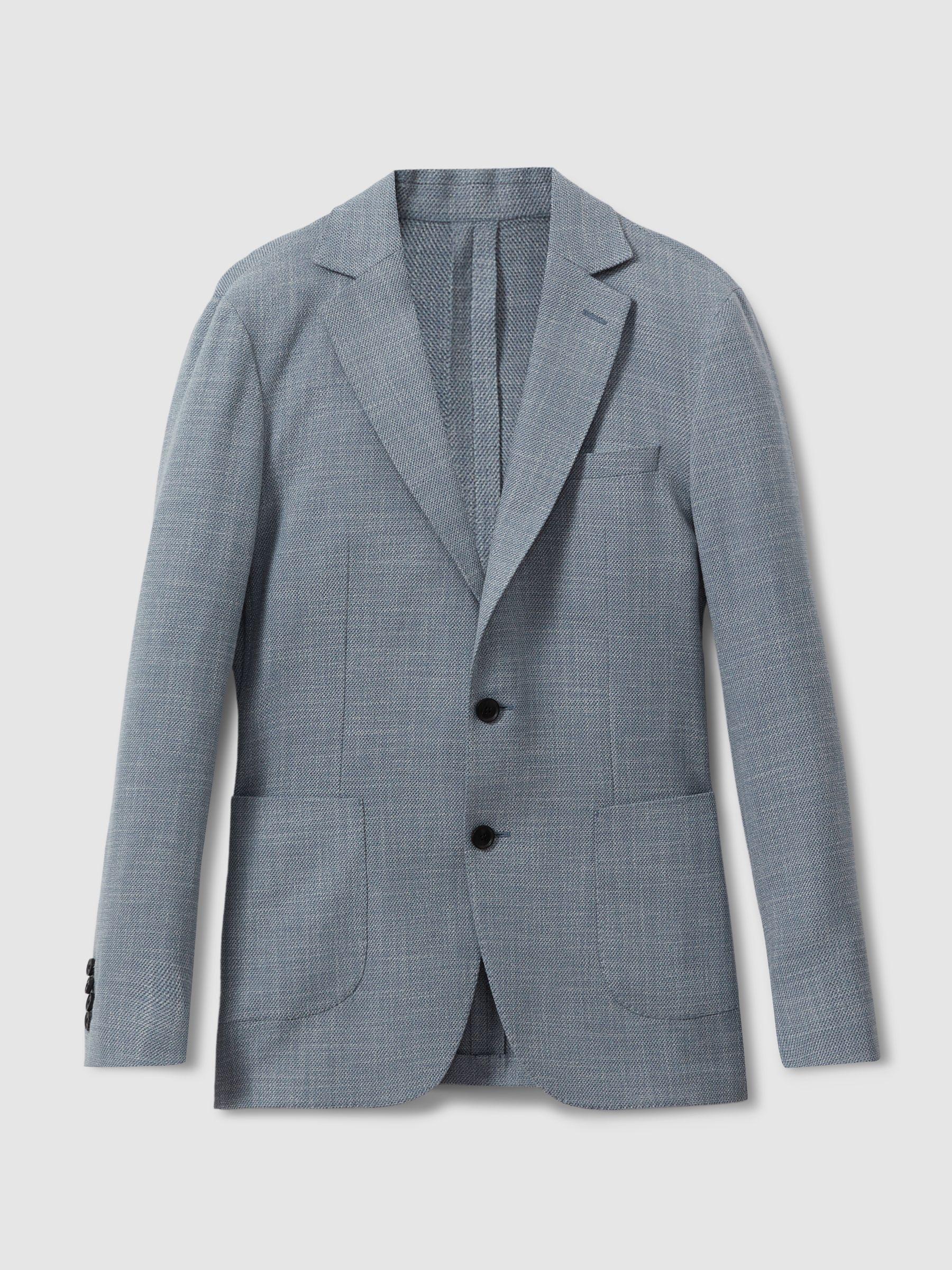 Single Breasted Blazer With Cotton in Soft Blue Product Image