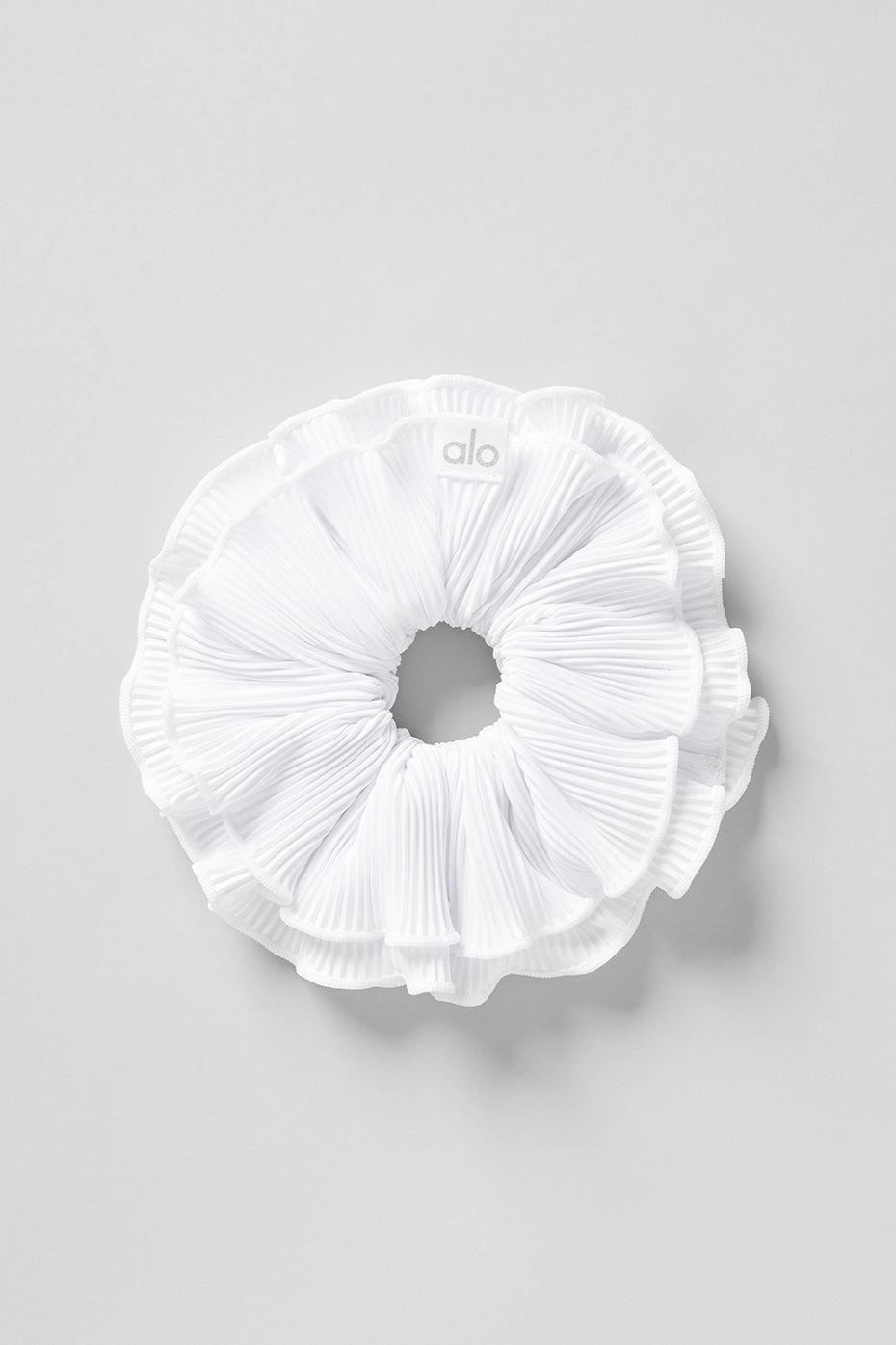 Micro Plisse Oversize Scrunchie - White Product Image