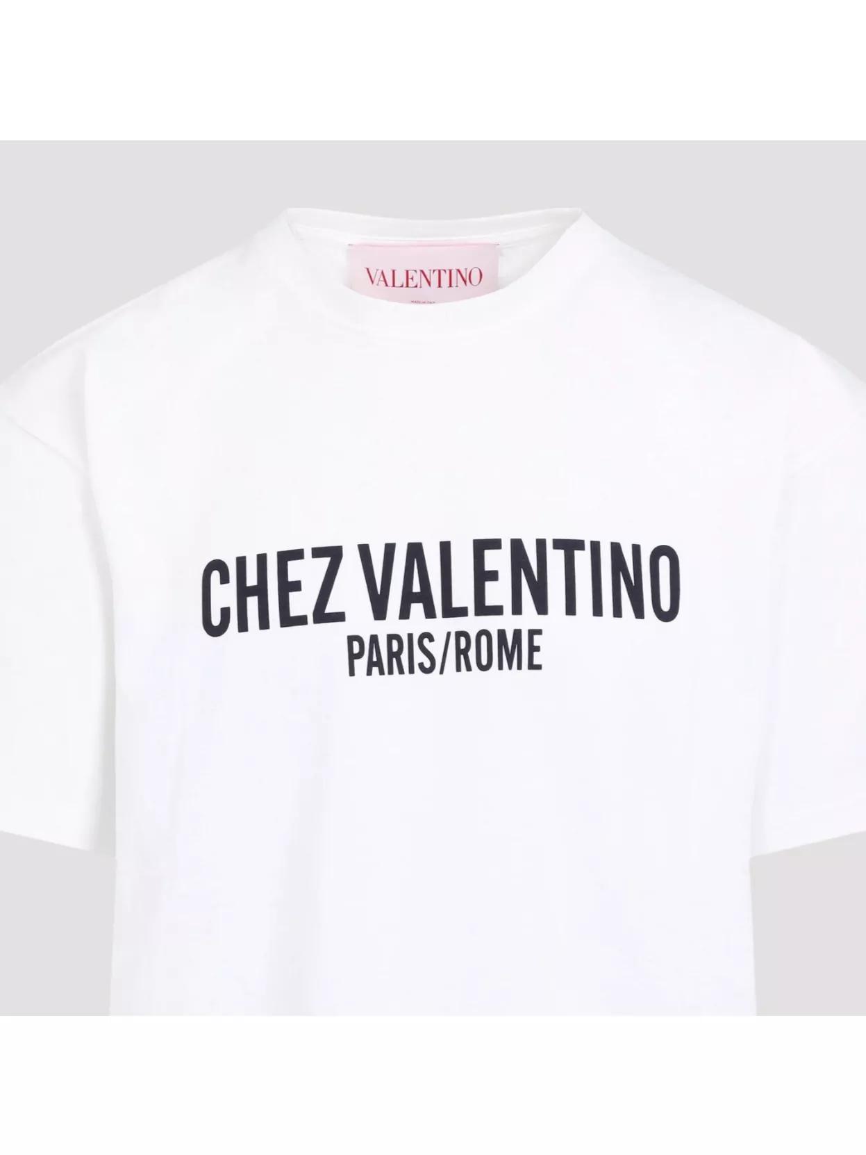 VALENTINO Cotton Crew Neck T-shirt With Graphic Print In White Product Image