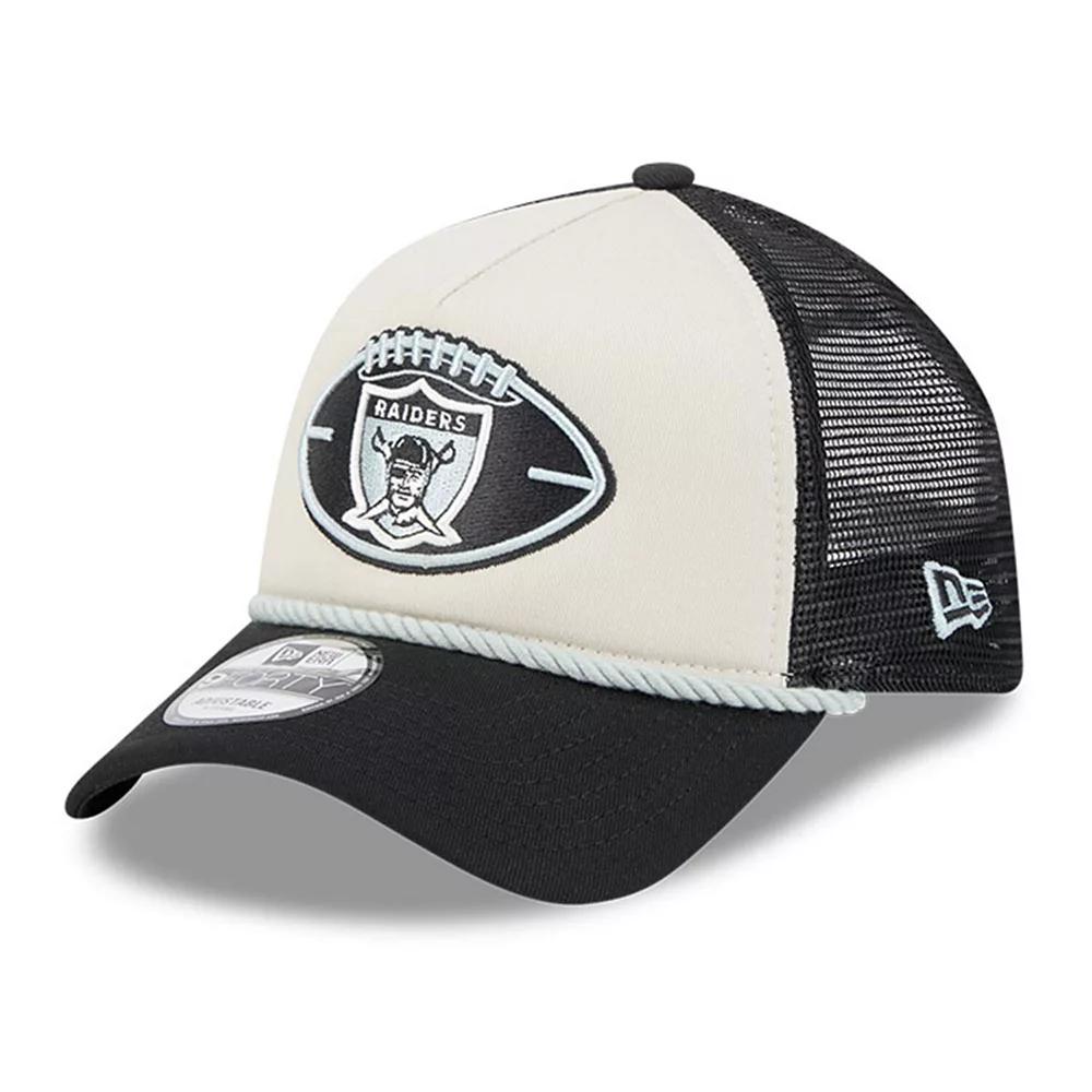 Men's New Era Stone/Black Las Vegas Raiders 2024 Sideline Historic 9FORTY A-Frame Trucker Adjustable Hat, Lvr Team Product Image