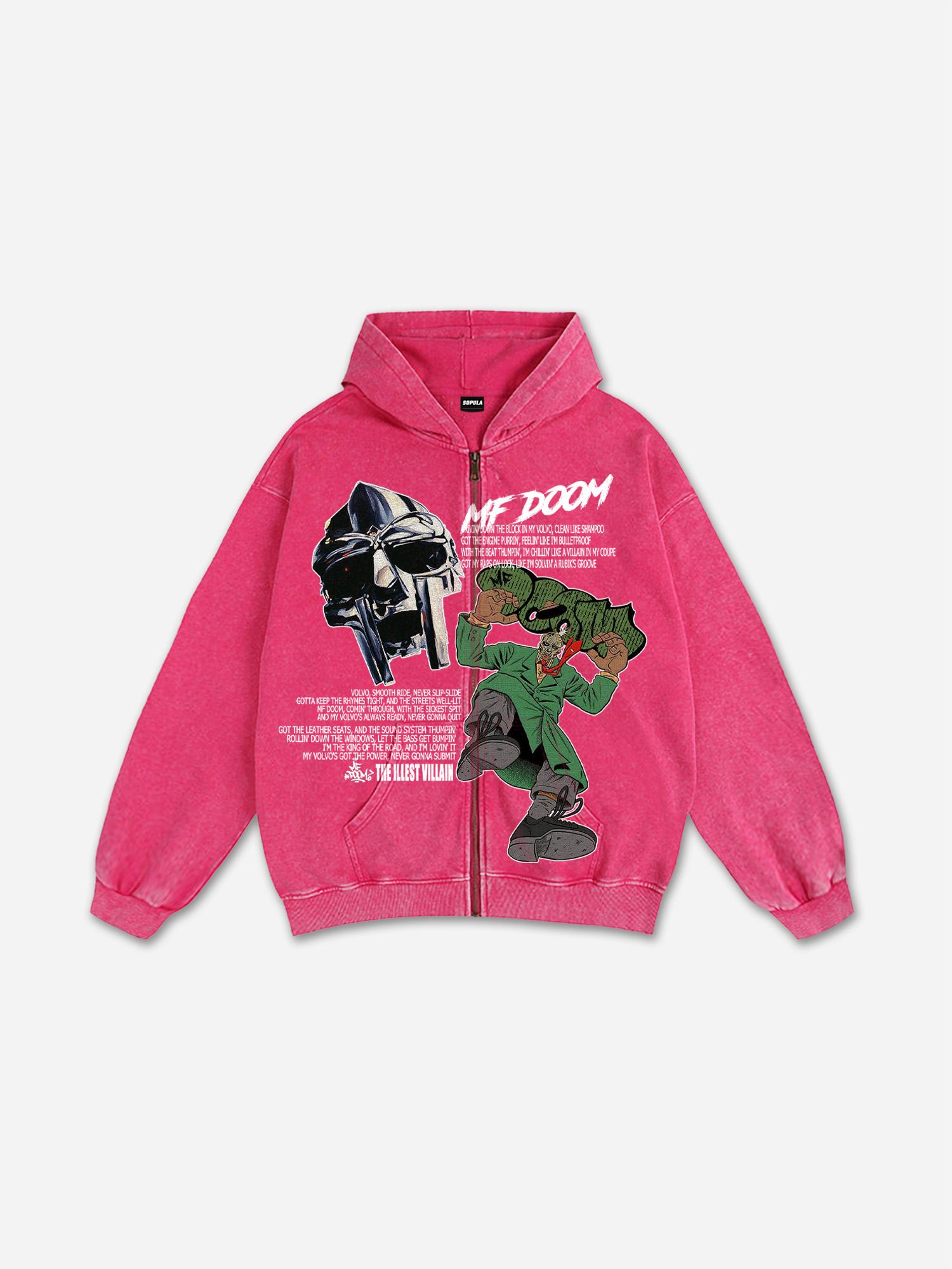 Fly Rich Get Some Money Graphic Washed Zip Up Hoodie Product Image