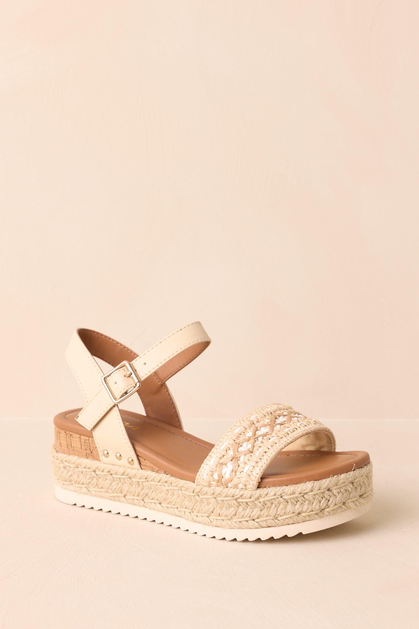 Try To Keep Up Natural Espadrille Platform Sandals Product Image