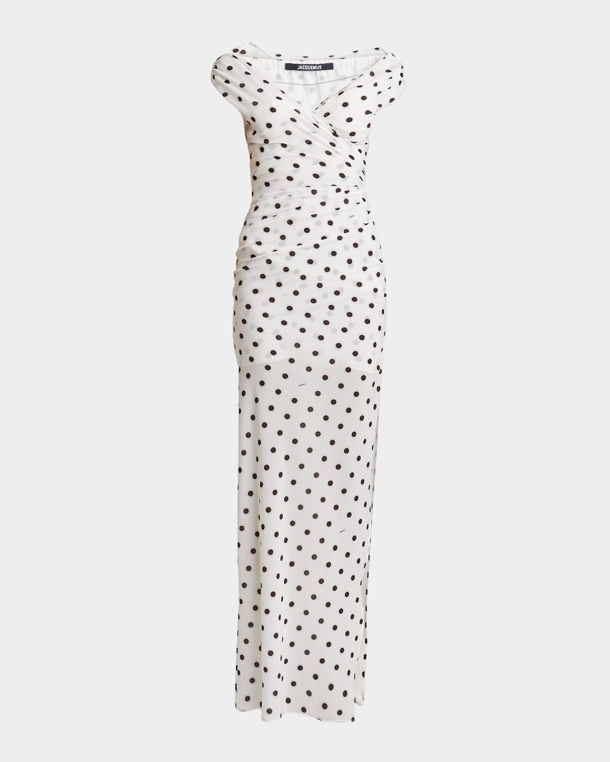 JACQUEMUS Women Rita Pois Long Dress In White Product Image