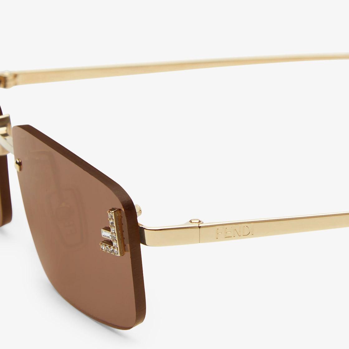 Fendi First CrystalGold-colored sunglasses with brown lenses Product Image