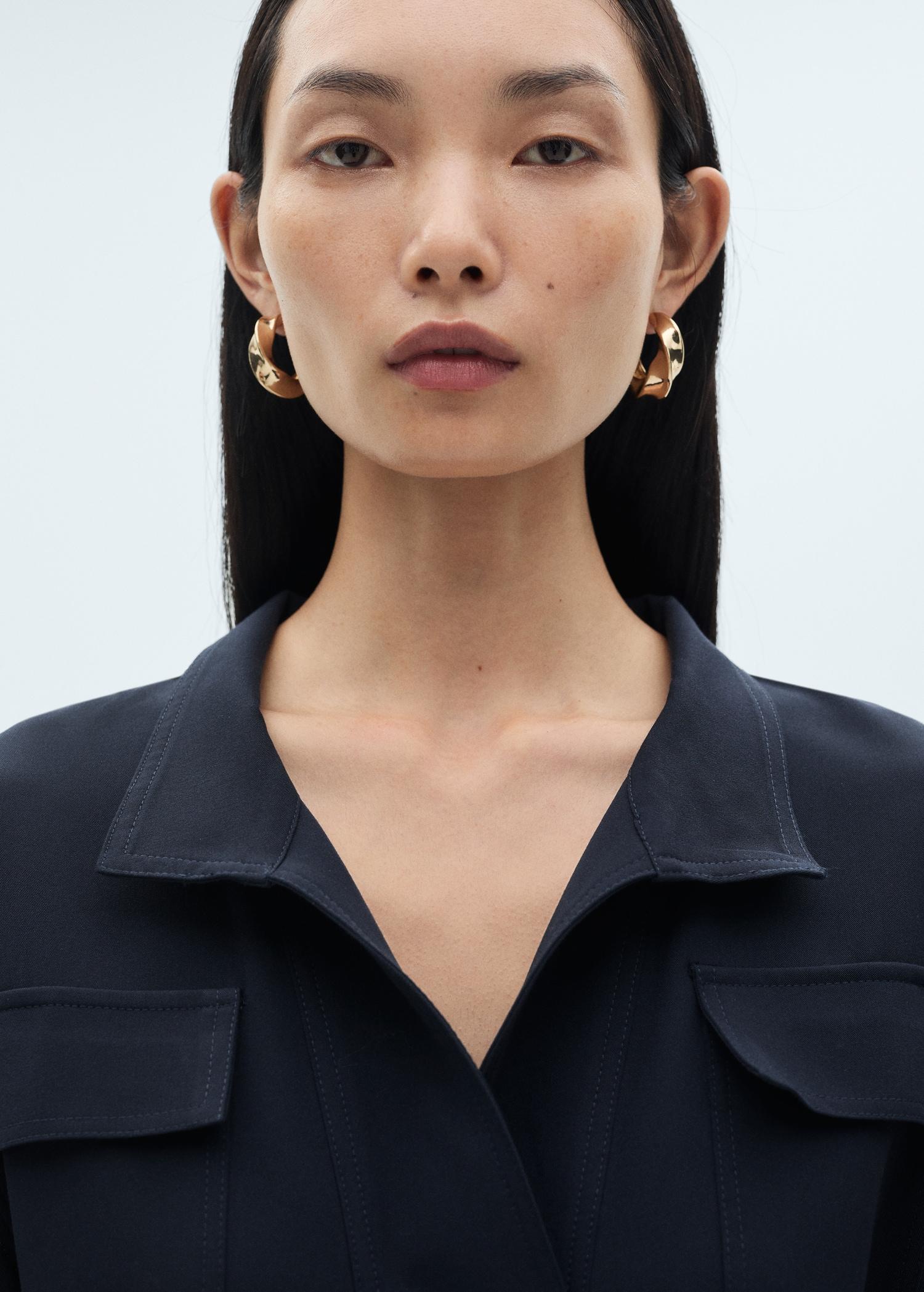 Short-sleeved dress with belt - Women | MANGO USA Product Image