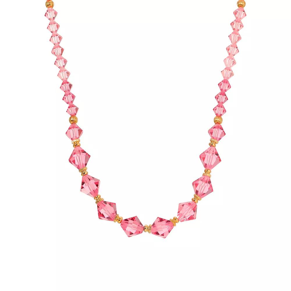 1928 Gold Tone Pink Lantern Crystal Necklace, Women's Product Image