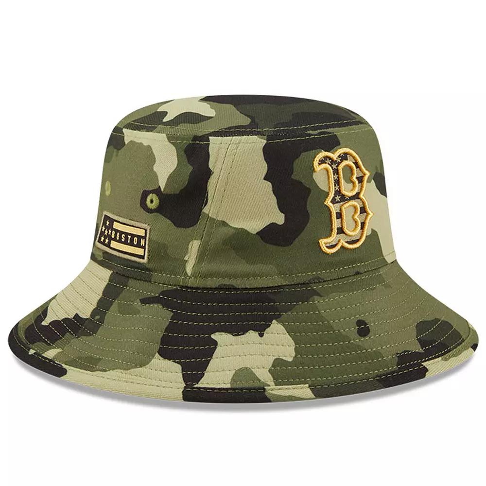 Men's New Era Camo Boston Red Sox 2022 Armed Forces Day Bucket Hat, Green Product Image
