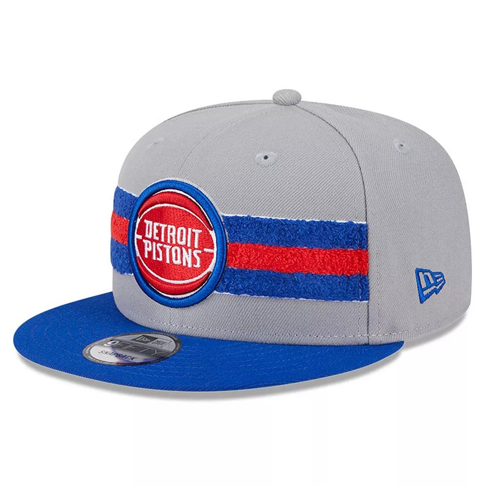 Men's New Era Gray Detroit Pistons Chenille Band 9FIFTY Snapback Hat, Pis Grey Product Image