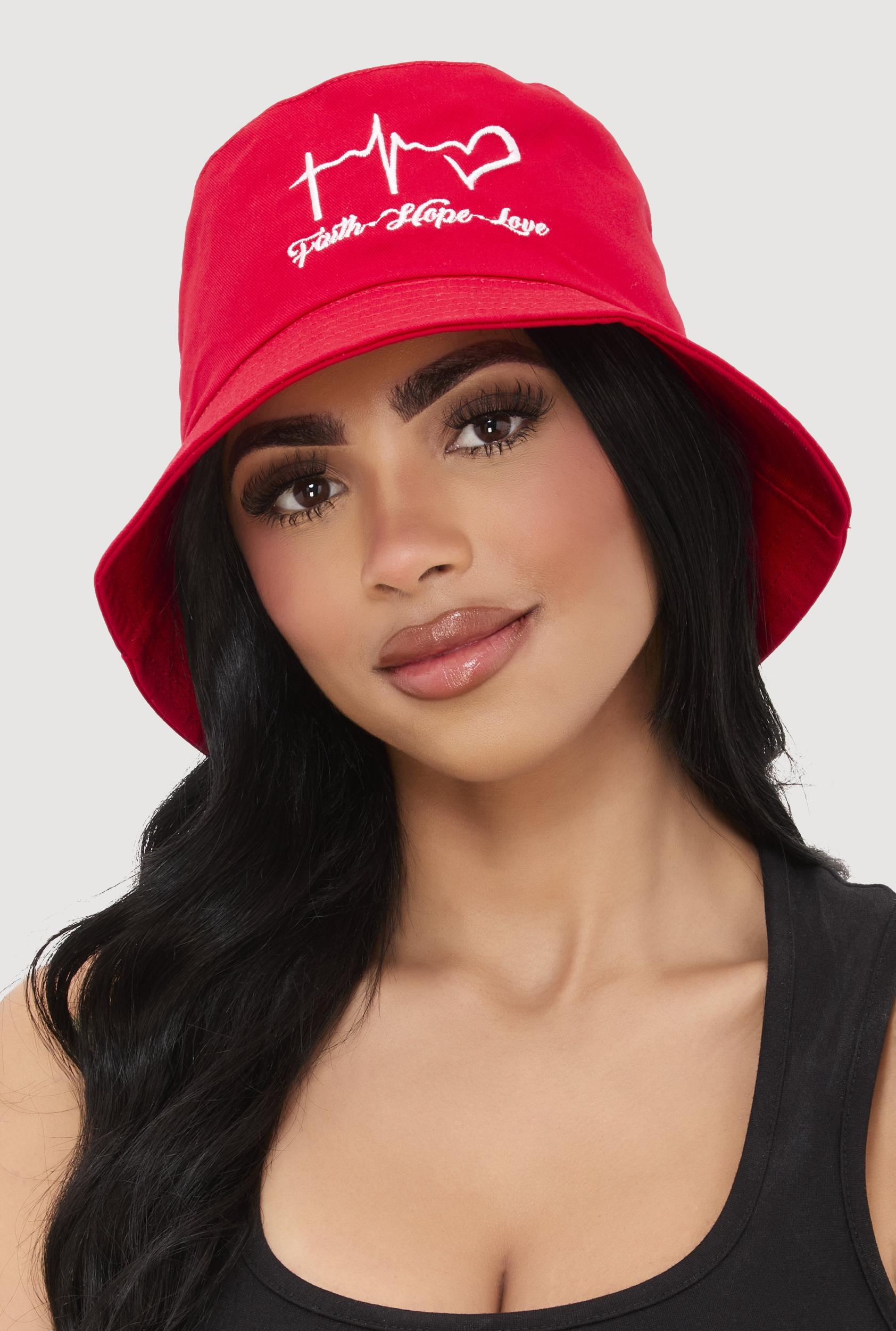 Faith Hope Love Embroidered Bucket Hat Female Product Image