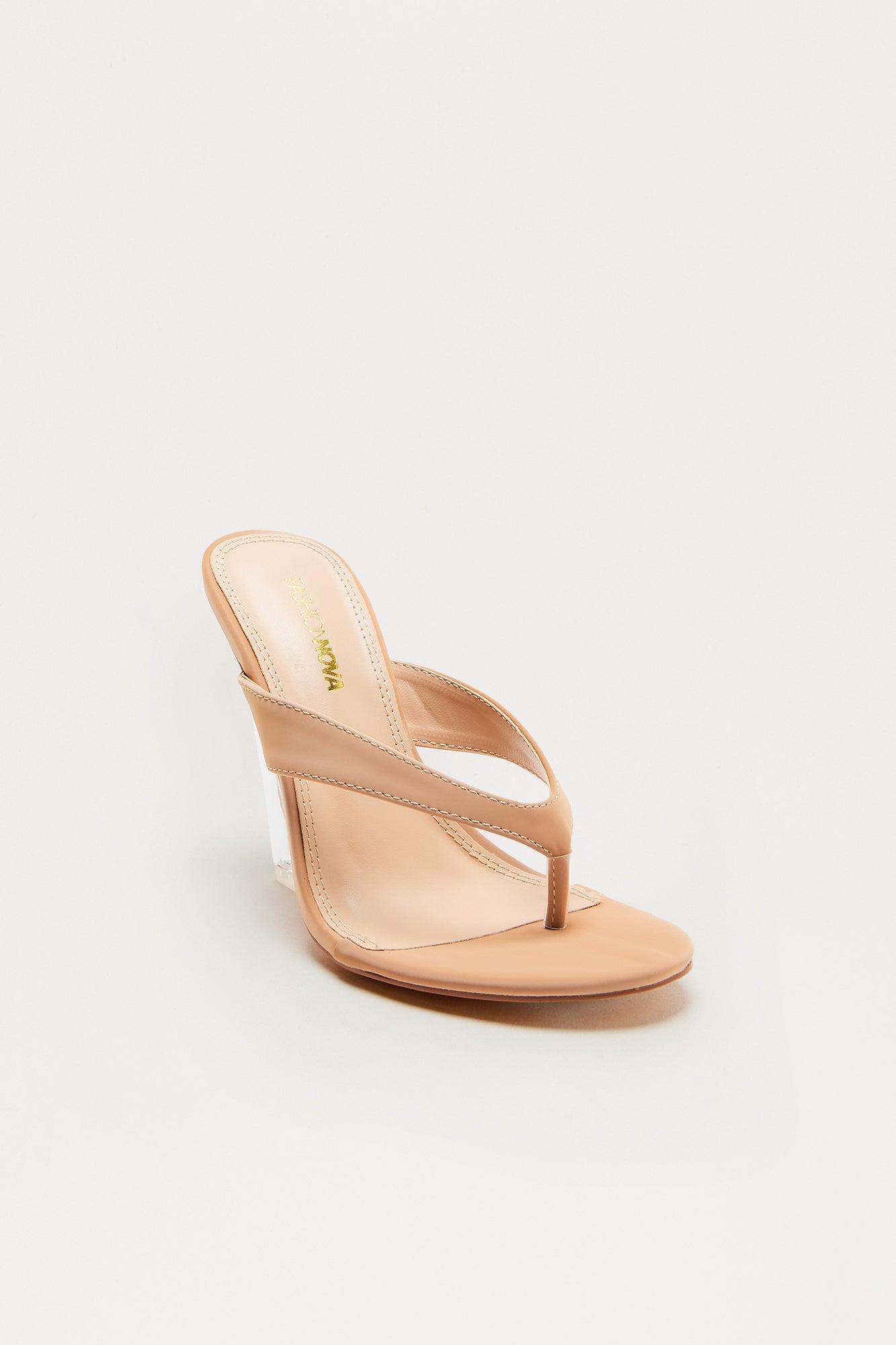 Rizzo Clear Thong Wedges - Nude Product Image