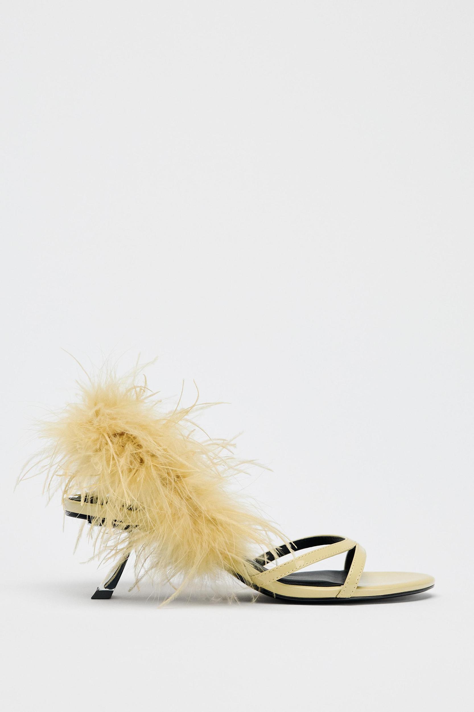 FEATHER METALLIC HEELED SANDALS Product Image